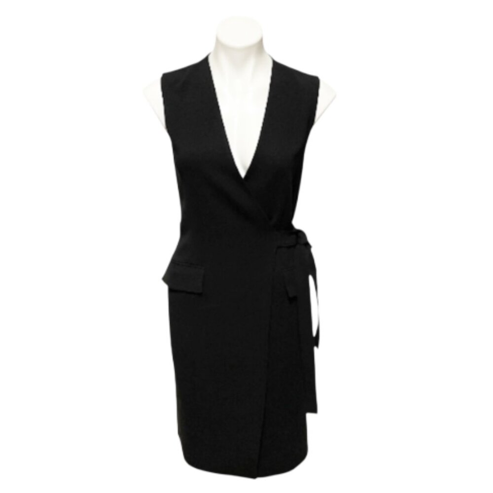 Theory Size 6 Black Sleeveless V Neck Wrap Dress EUC - Picture 2 of 6
